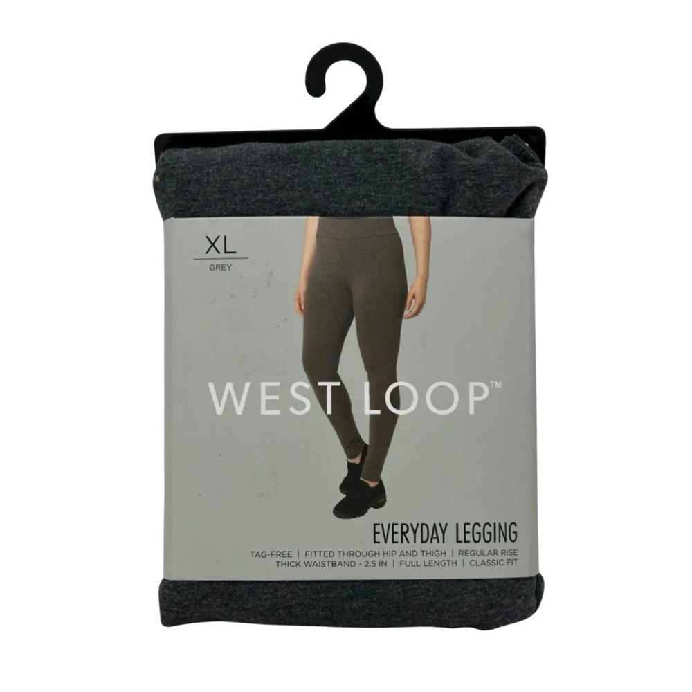 West Loop Women's Everyday Legging XL Gray Full Length Stretch Classic Fit Pants